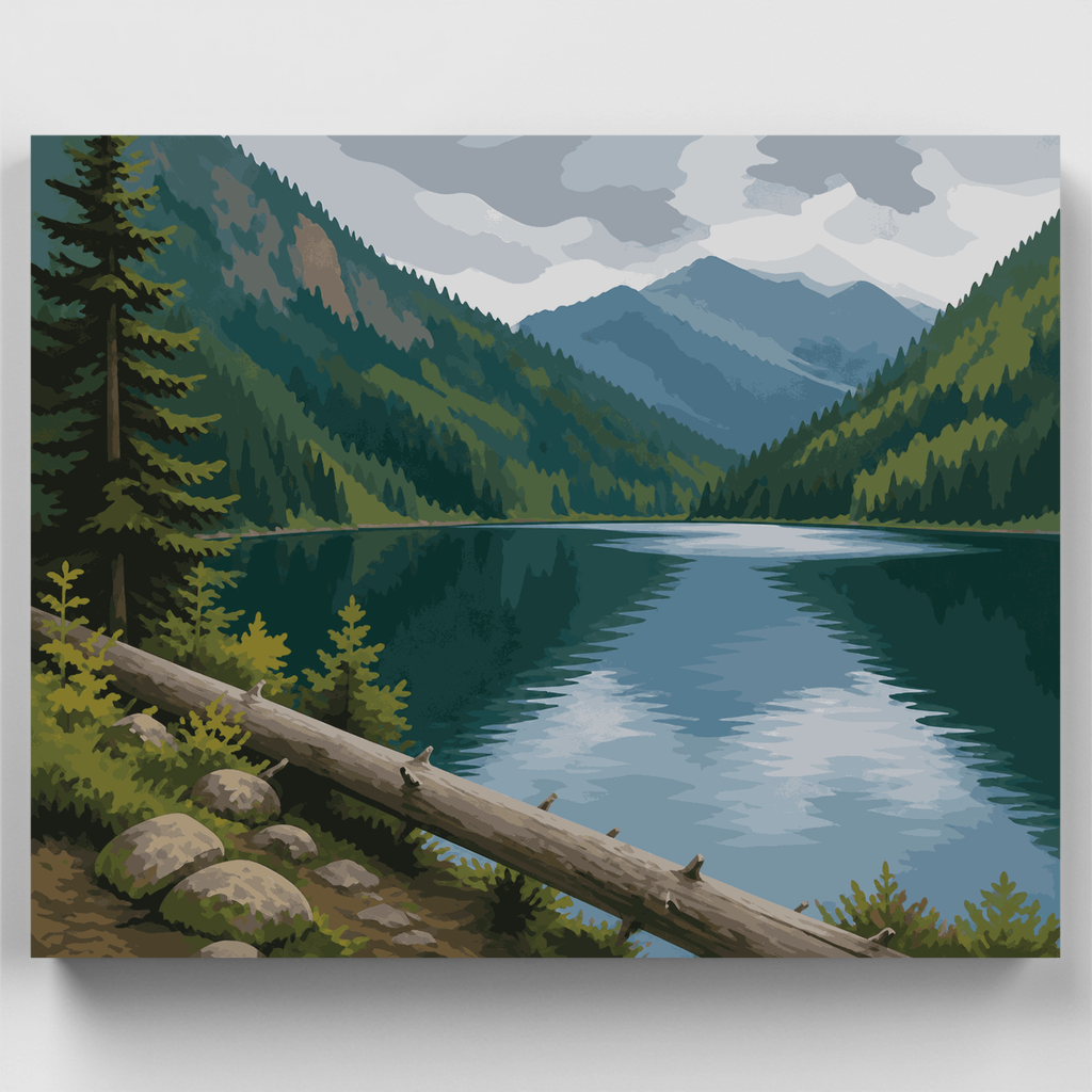 Kit de pintura por números - Lago de montaña Rachelsee — Estándar