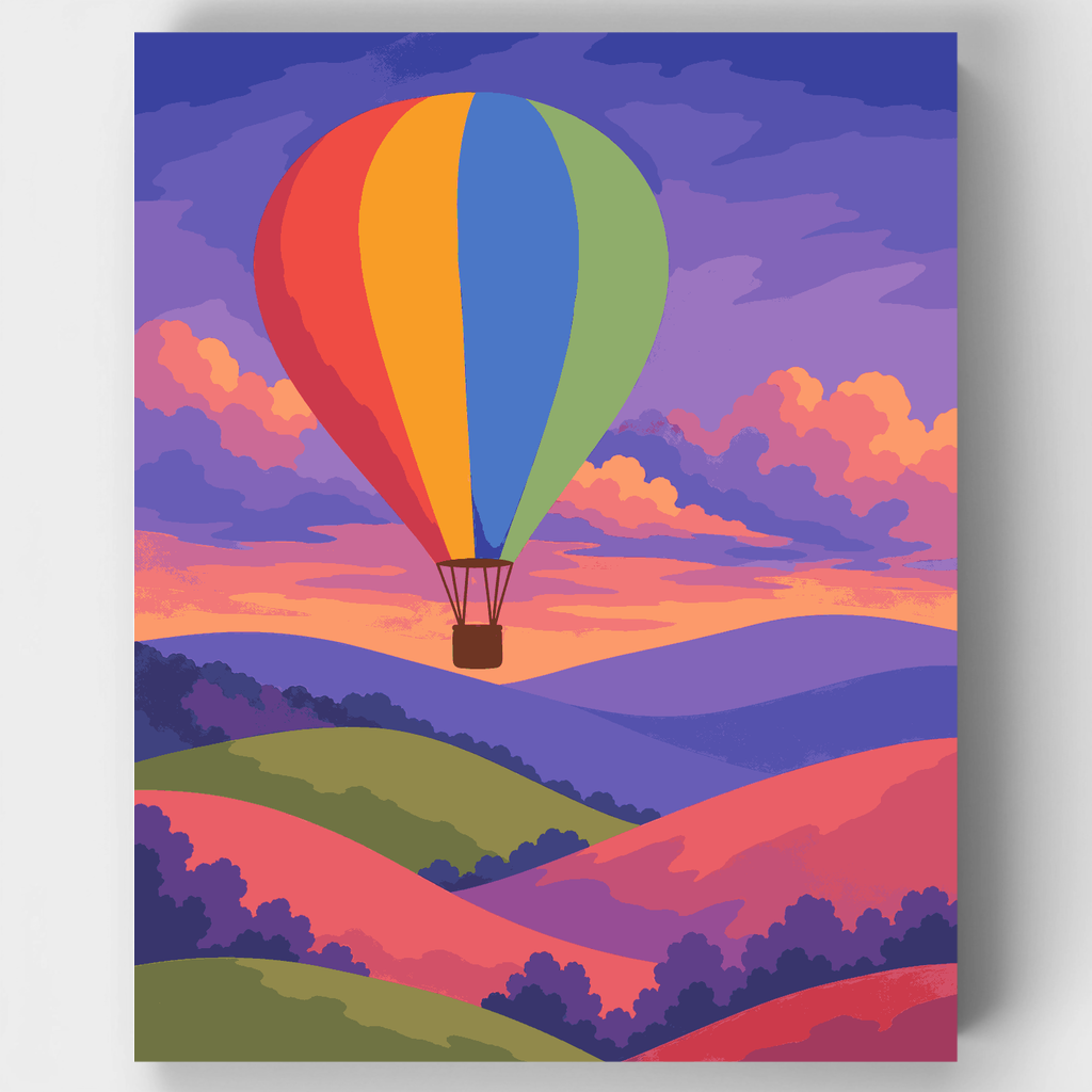 Paseo en globo arcoíris - Kit de pintura por números — Estándar