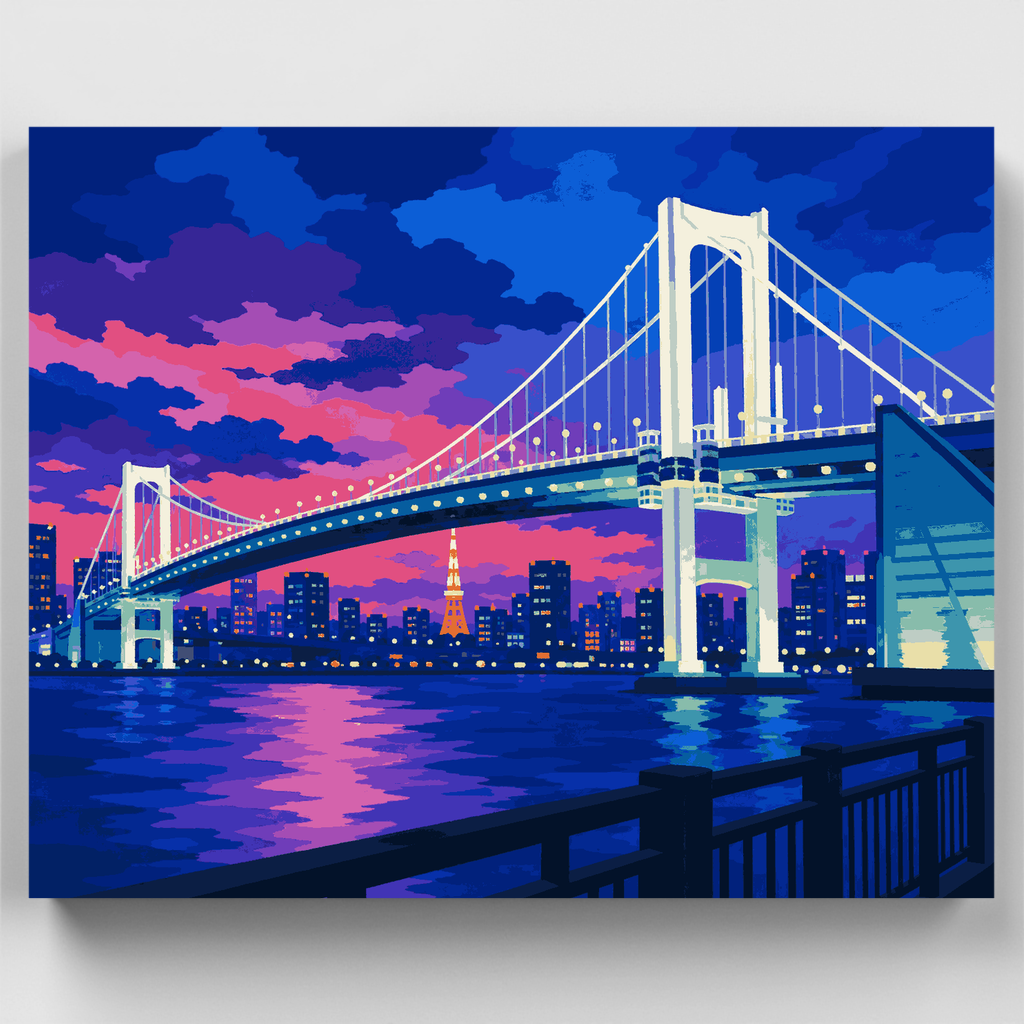 Puente del Arcoíris al atardecer - Kit de pintura por números — Estándar