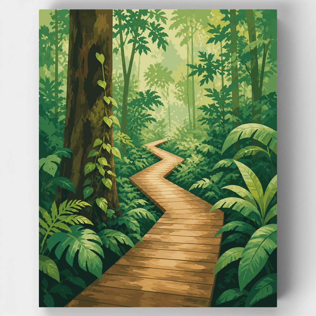 Sendero de la pasarela en la selva tropical - Kit de pintura por números — Estándar