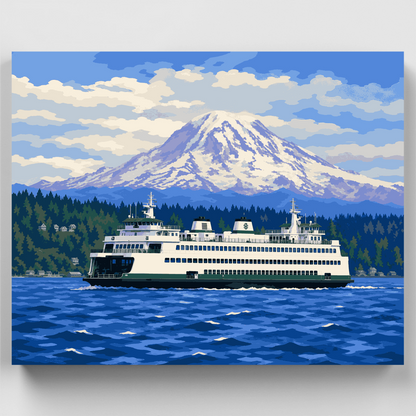 Rainier Ferry Crossing - Paint by Numbers Kit