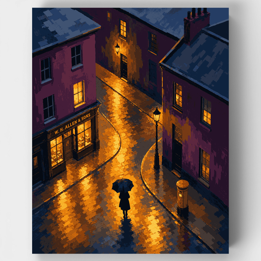 Calle empedrada lluviosa - Kit de pintura por números — Estándar