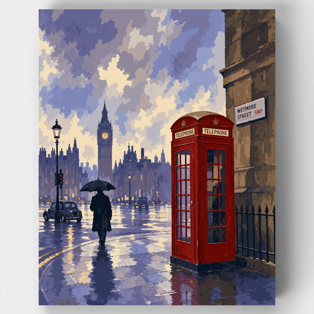 Calle londinense lluviosa - Kit de pintura por números — Estándar
