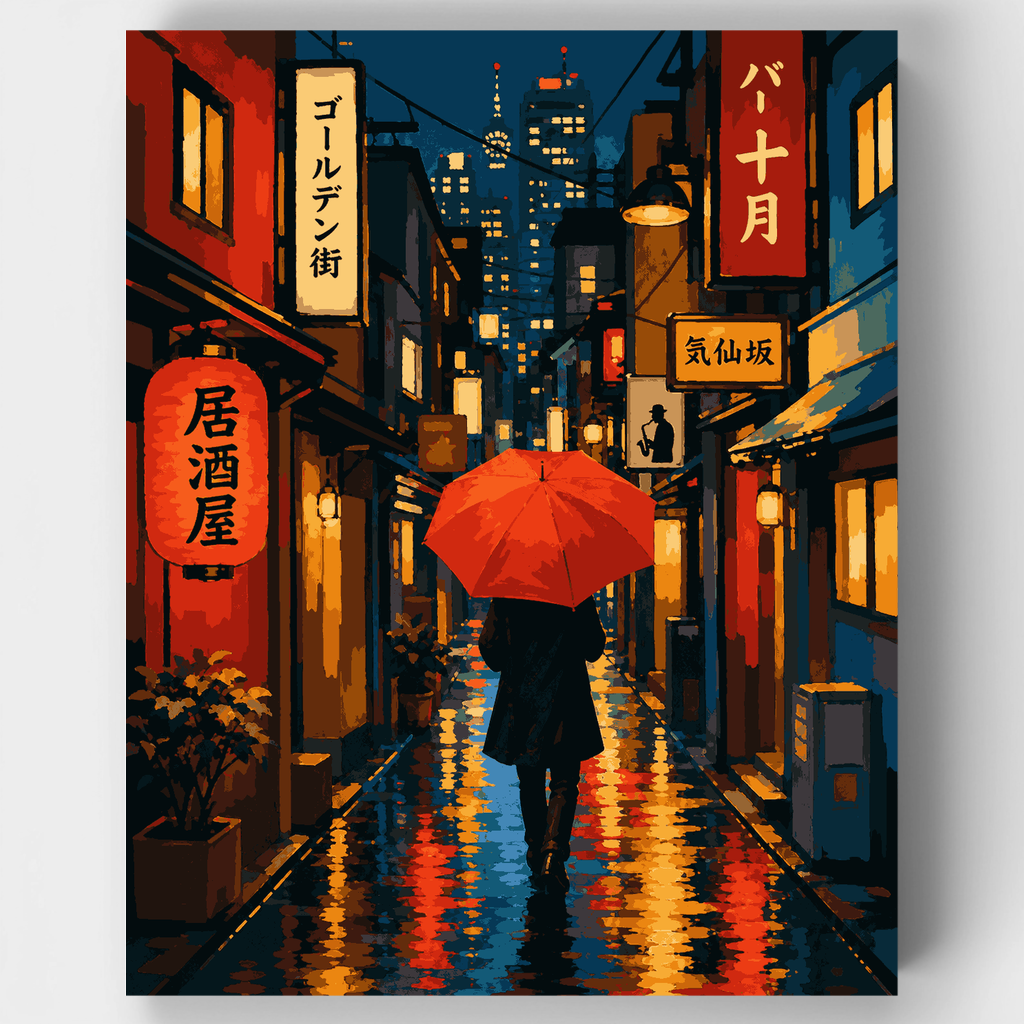 Callejón en noche lluviosa - Kit de pintura por números — Estándar
