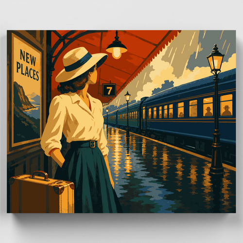Rainy Platform Farewell - Paint by Numbers Kit