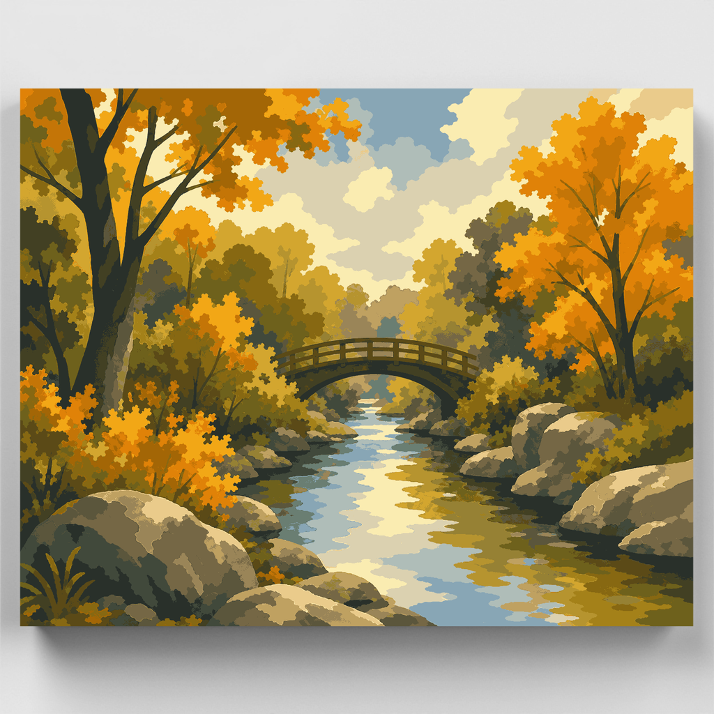 Puente peatonal sobre el arroyo - Kit de pintura por números — Estándar