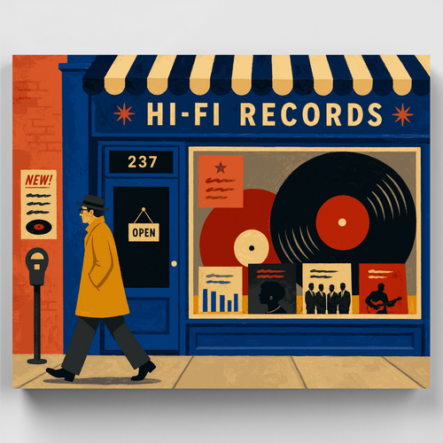 Record Shop Stroll - Paint by Numbers Kit