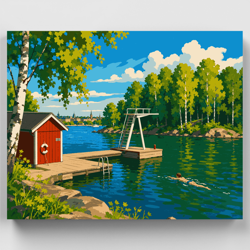 Caseta de baño roja - Kit de pintura por números — Estándar