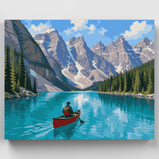 Red Canoe, Turquoise Waters - Paint by Numbers Kit