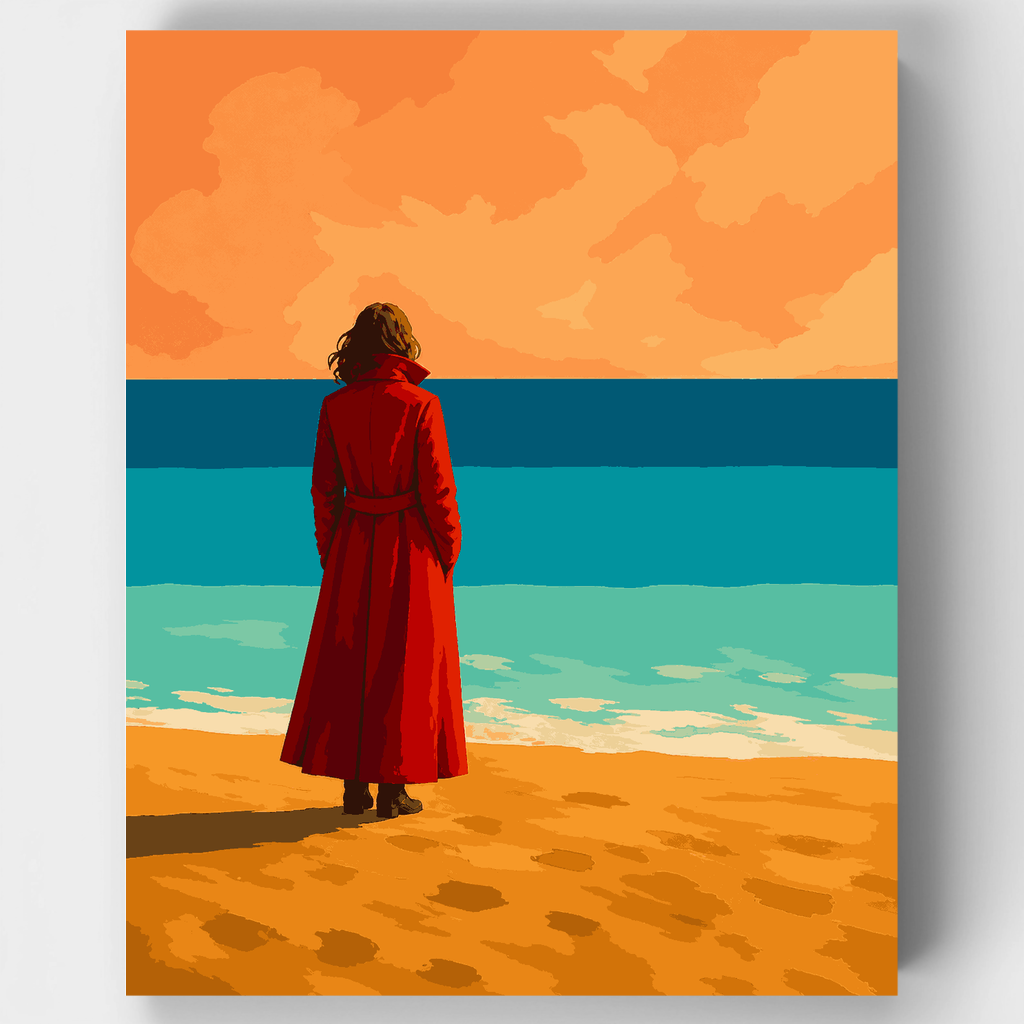 Kit de pintura por números - Costa con abrigo rojo — Estándar