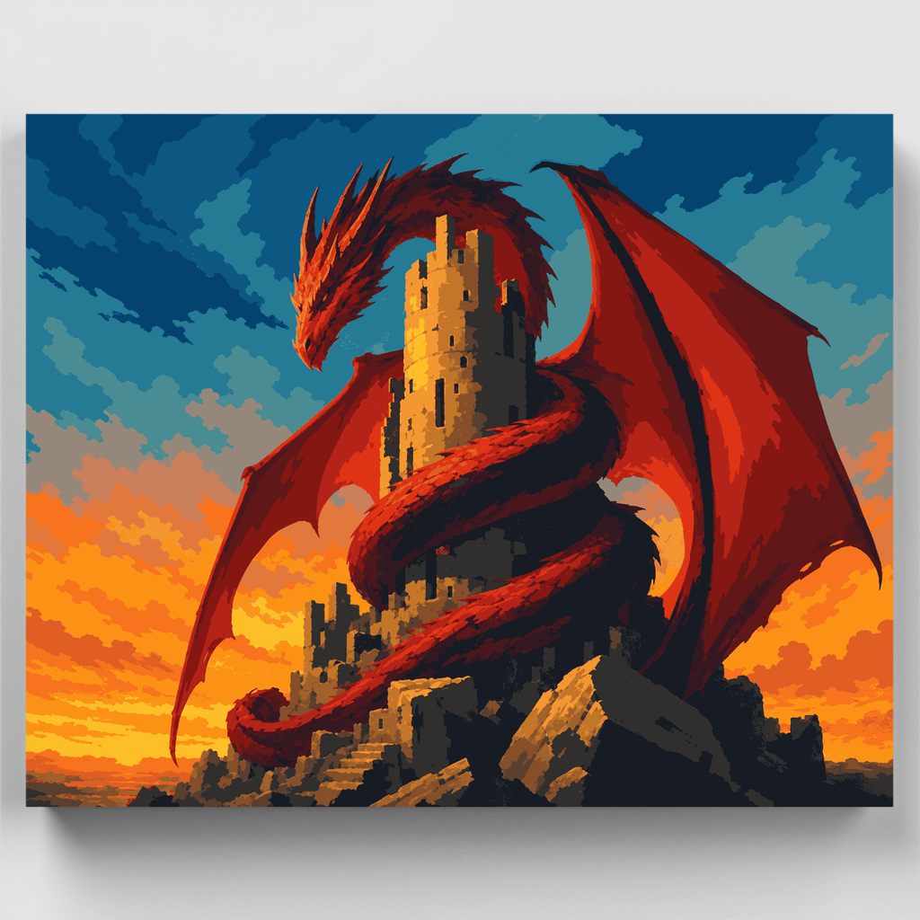 Torre del Dragón Rojo - Kit de pintura por números — Estándar