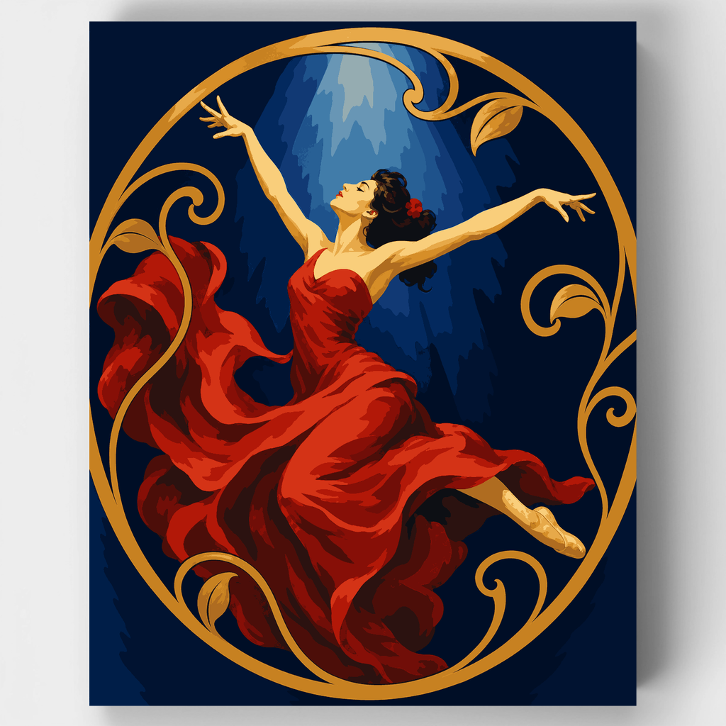 Bailarina con vestido rojo - Kit de pintura por números — Estándar