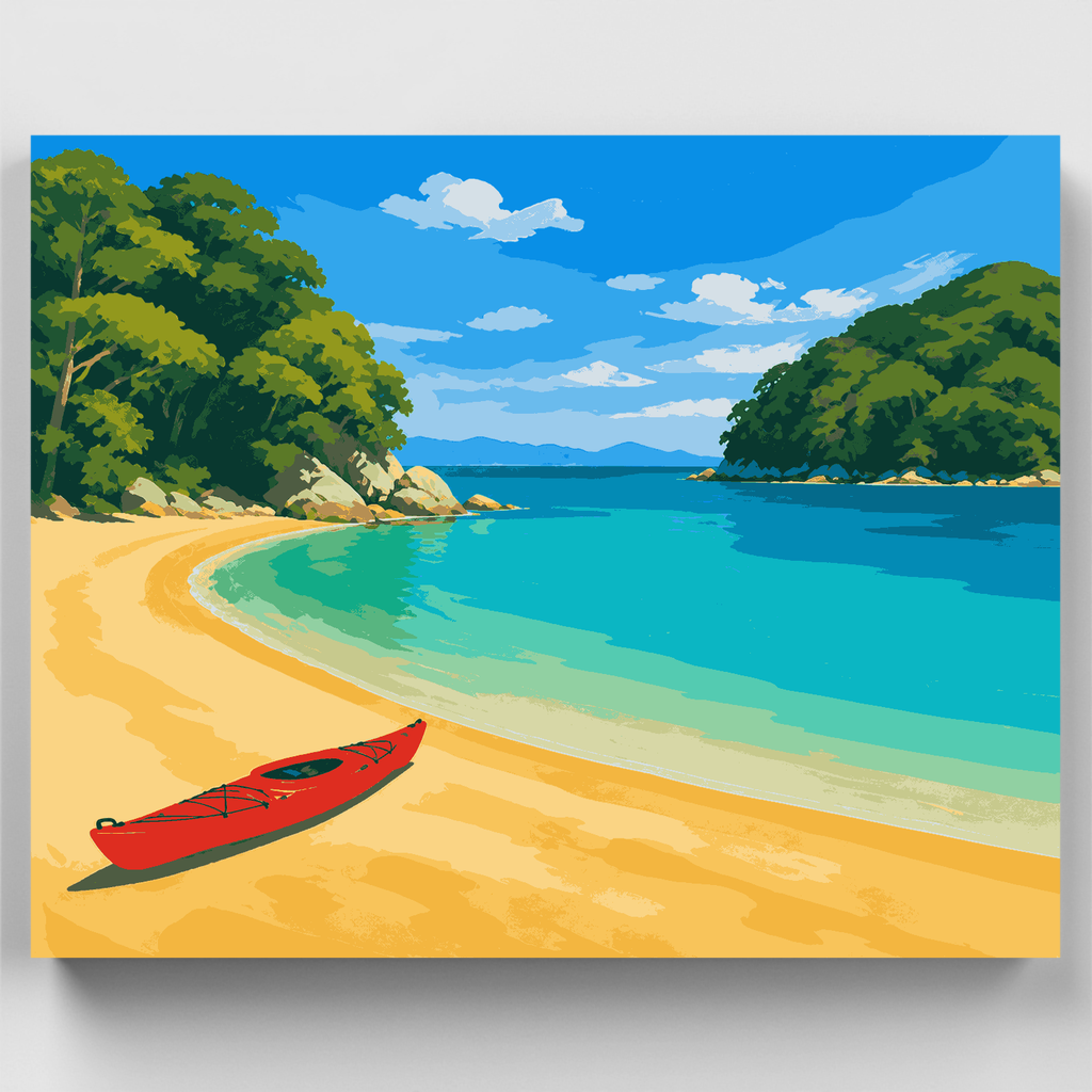 Ensenada del kayak rojo - Kit de pintura por números — Estándar