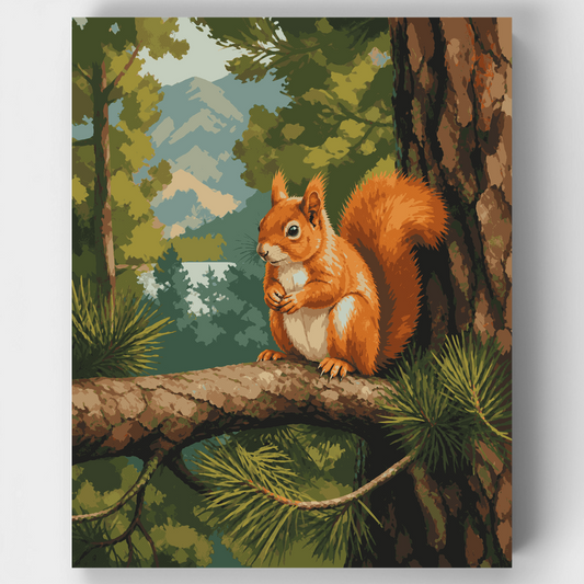 Red Squirrel's Perch - Paint by Numbers Kit