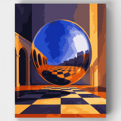Reflective Blue Sphere - Paint by Numbers Kit