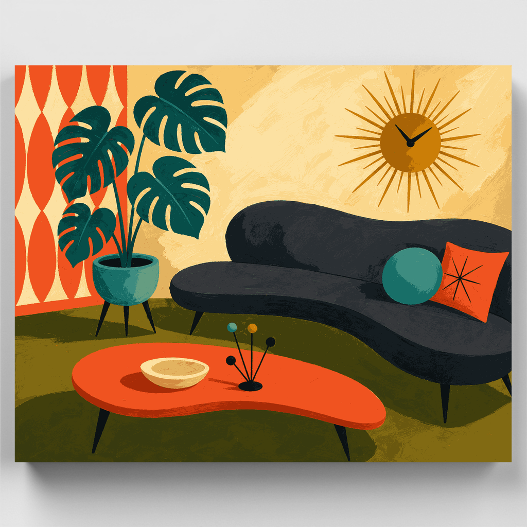Sala de estar retro - Kit de pintura por números — Estándar
