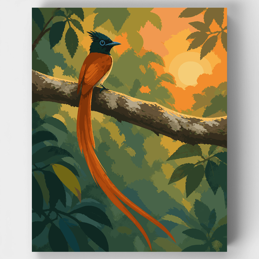 Papamoscas atardecer de cola de cinta - Kit de pintura por números — Estándar