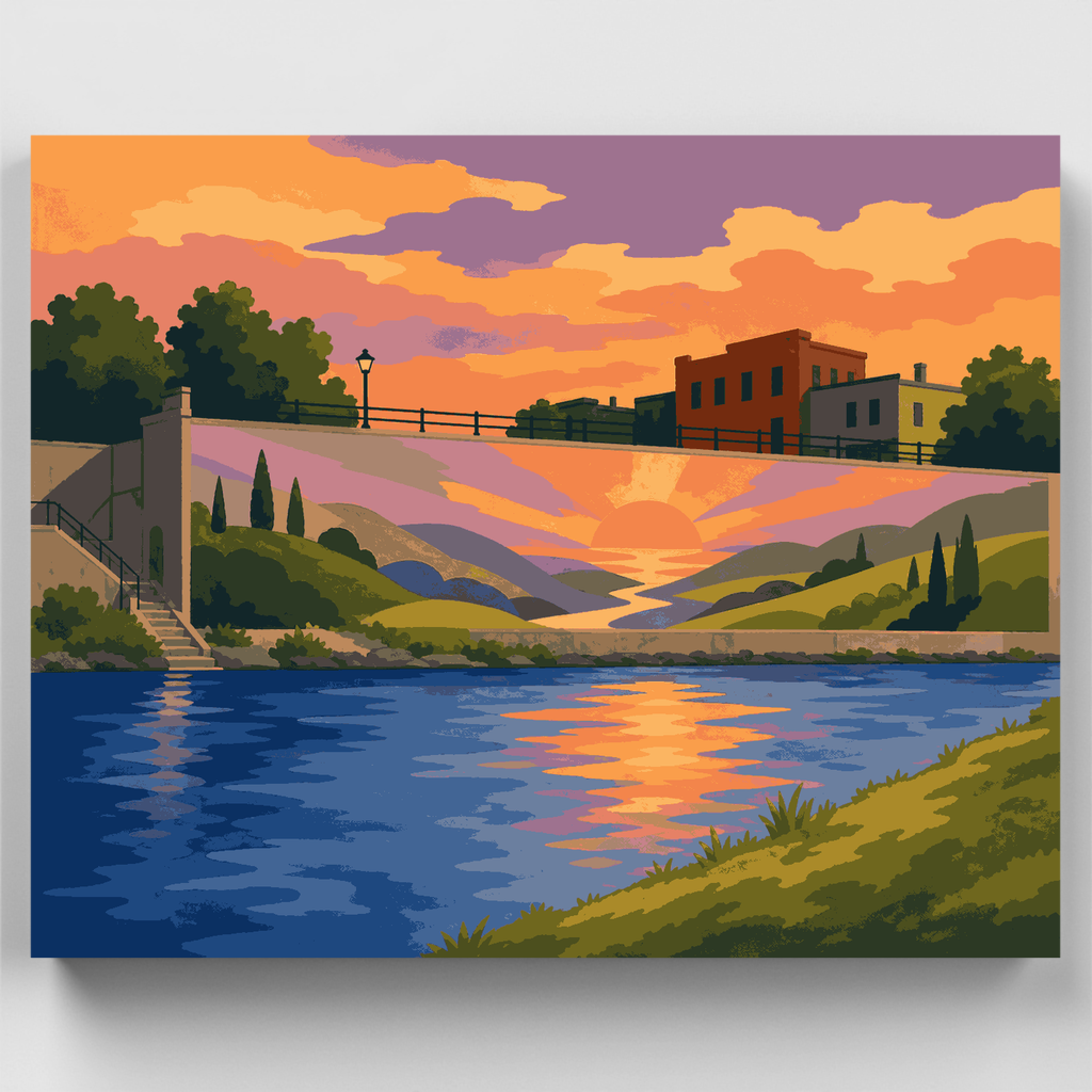 Mural de pared de río - Kit de pintura por números — Estándar