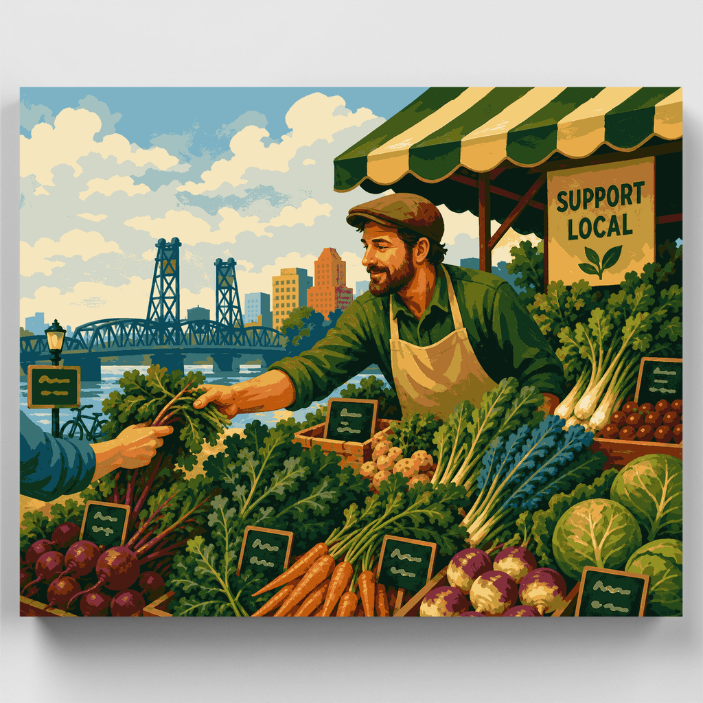 Riverside Farmers Stall - Paint by Numbers Kit