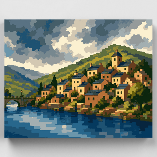 Riverside Hilltop Village - Paint by Numbers Kit