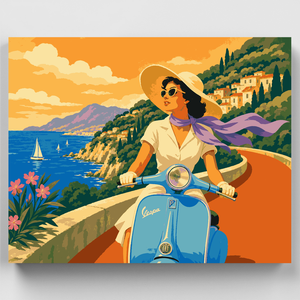 Riviera Vespa Ride - Paint by Numbers Kit