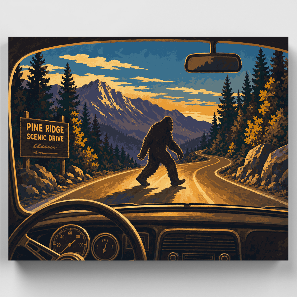 Roadside Bigfoot Sighting - Paint by Numbers Kit