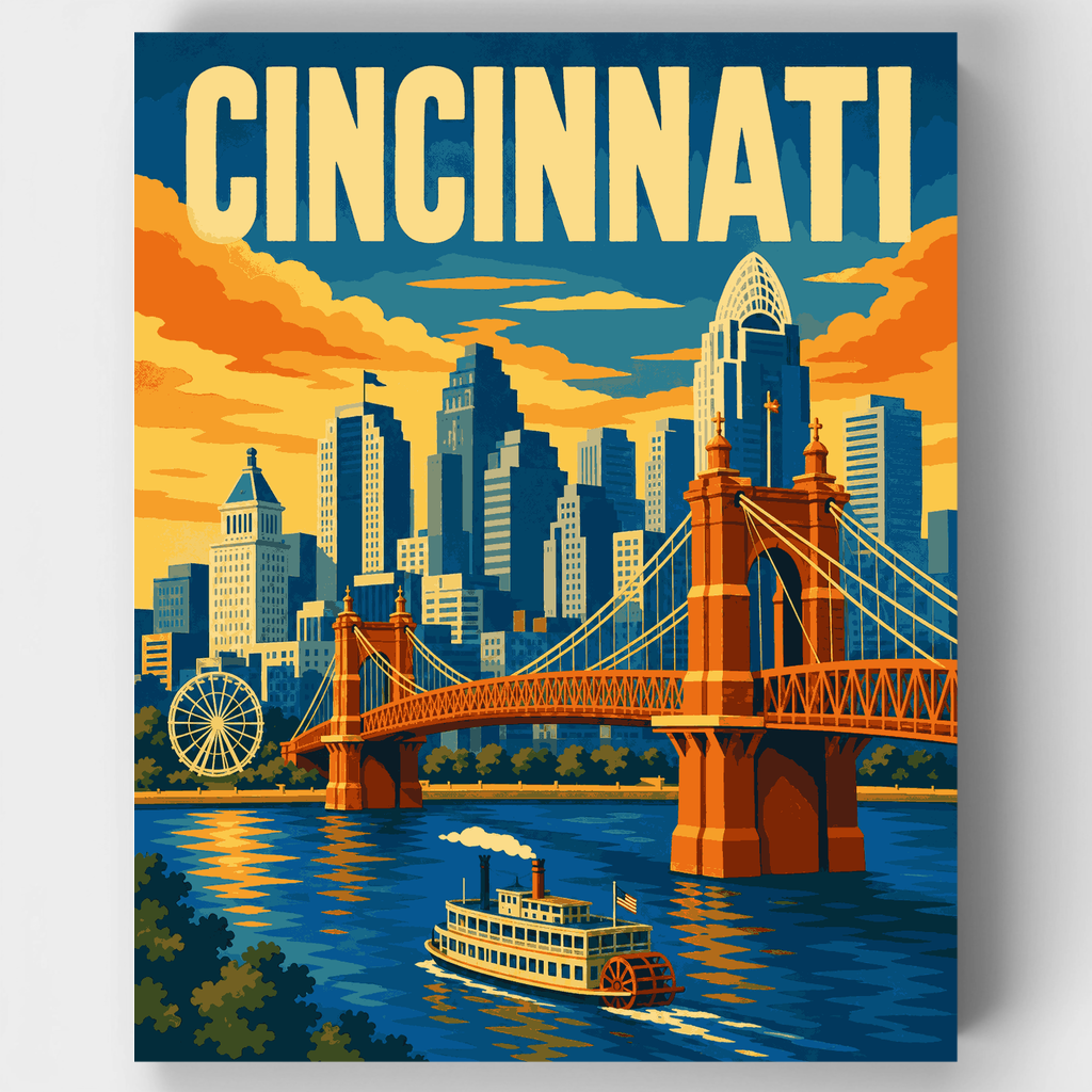 Kit de pintura por números: Horizonte del puente Roebling — Estándar