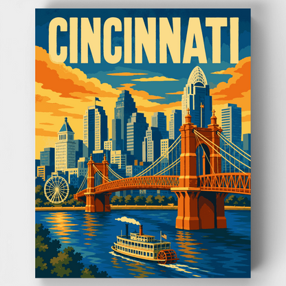 Roebling Bridge Skyline - Paint by Numbers Kit