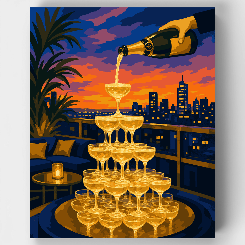 Rooftop Champagne Tower - Paint by Numbers Kit