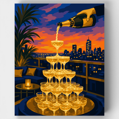 Rooftop Champagne Tower - Paint by Numbers Kit