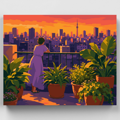 Rooftop Garden Sunset - Paint by Numbers Kit