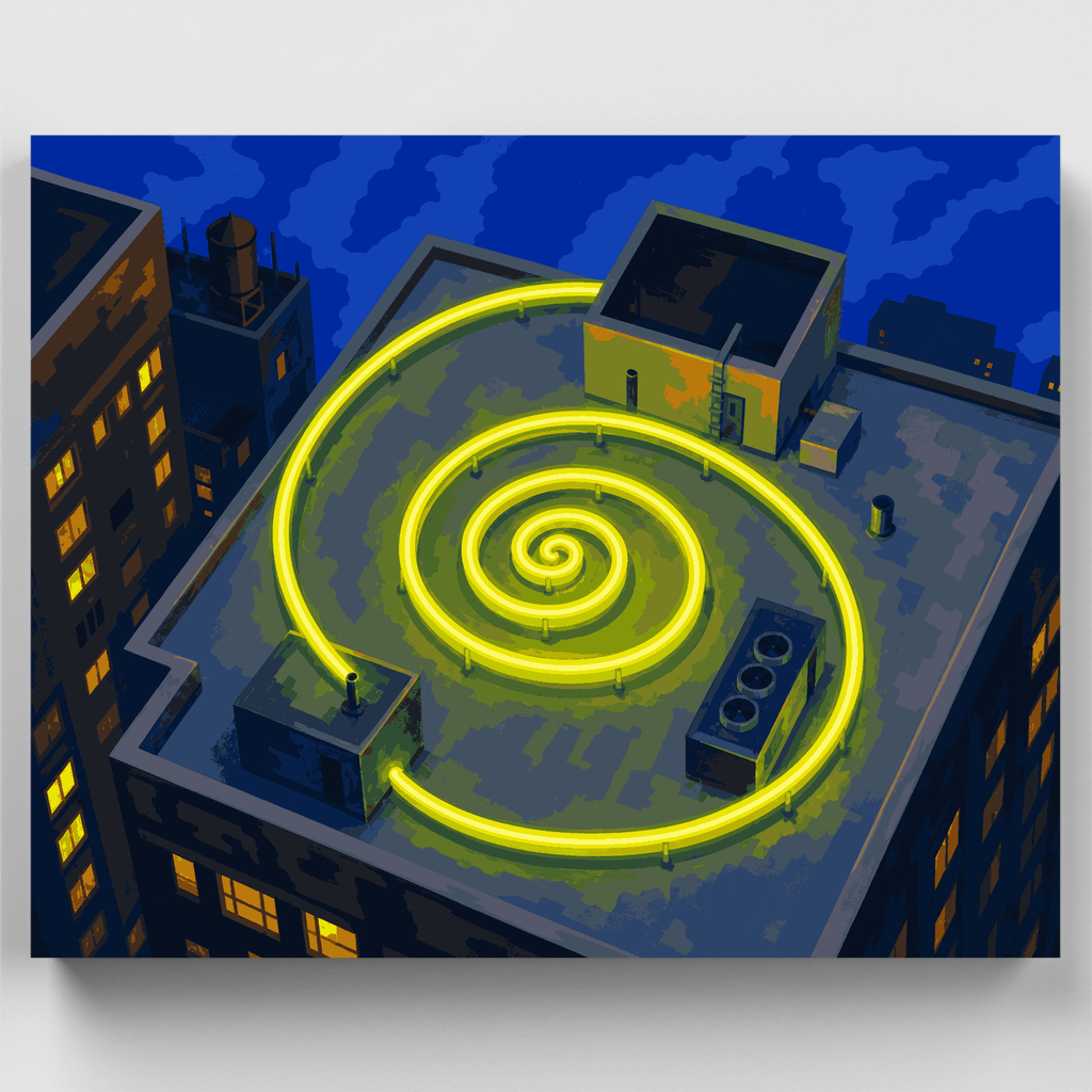 Kit de pintura por números: Espiral de neón en la azotea — Estándar