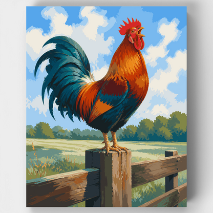 Rooster's Morning Crow - Paint by Numbers Kit