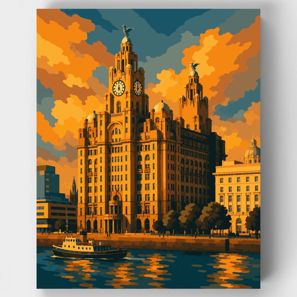 Royal Liver Building en la hora dorada - Kit de pintura por números — Estándar