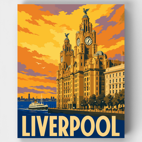 Royal Liver Building Sunset - Paint by Numbers Kit