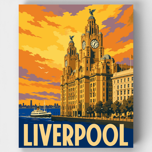 Royal Liver Building Sunset - Paint by Numbers Kit