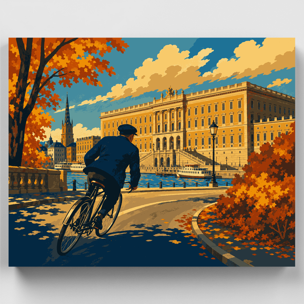 Ciclista en el Palacio Real - Kit de pintura por números — Estándar