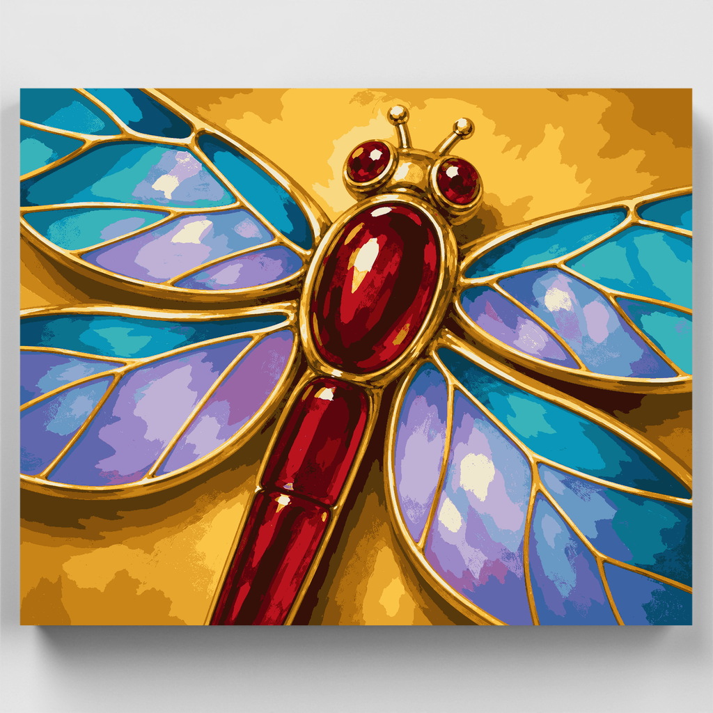 Broche de libélula color rubí - Kit de pintura por números — Estándar