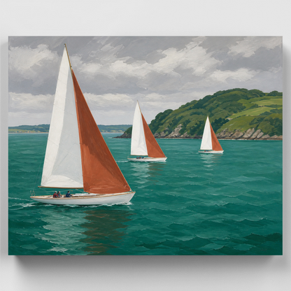 Rust-Red Sails Regatta - Paint by Numbers Kit