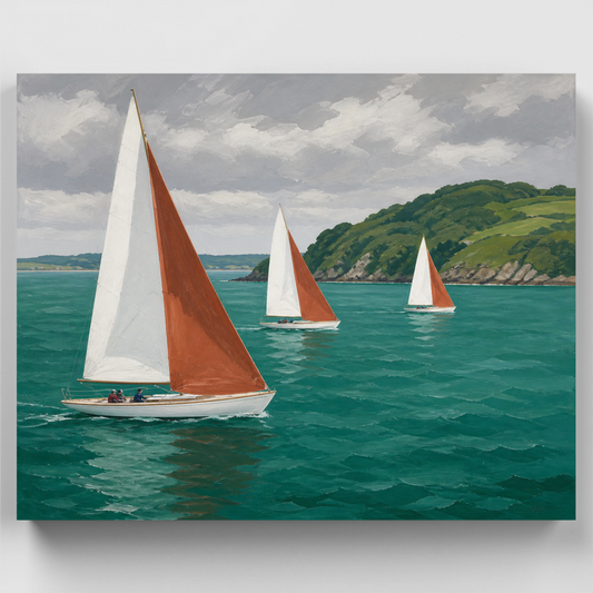 Rust-Red Sails Regatta - Paint by Numbers Kit