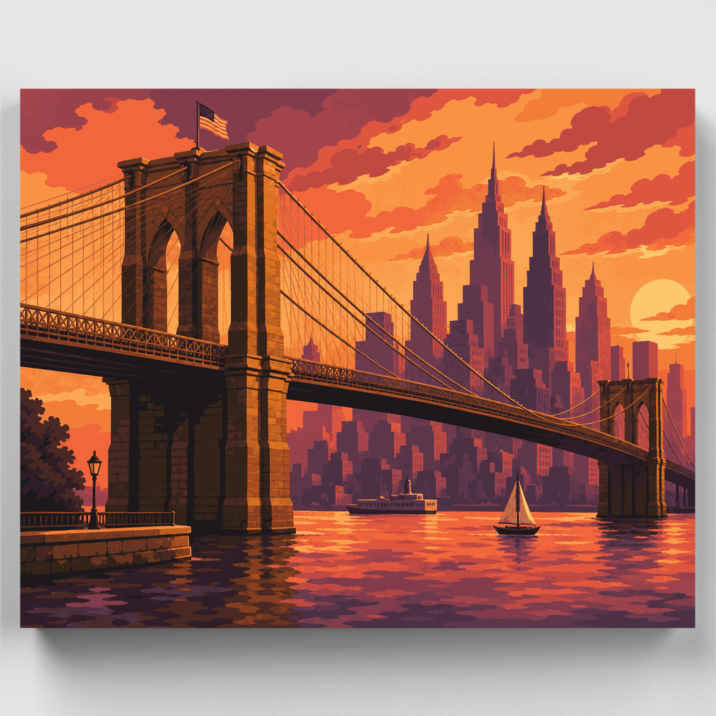 Kit de pintura por números - Cruce del horizonte rojo óxido — Estándar