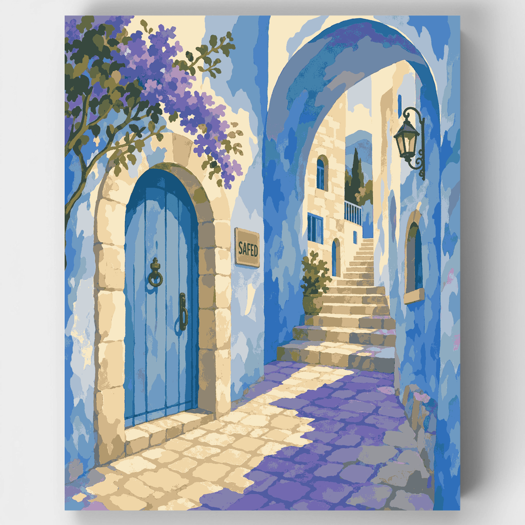 Callejón azul de Safed - Kit de pintura por números — Estándar