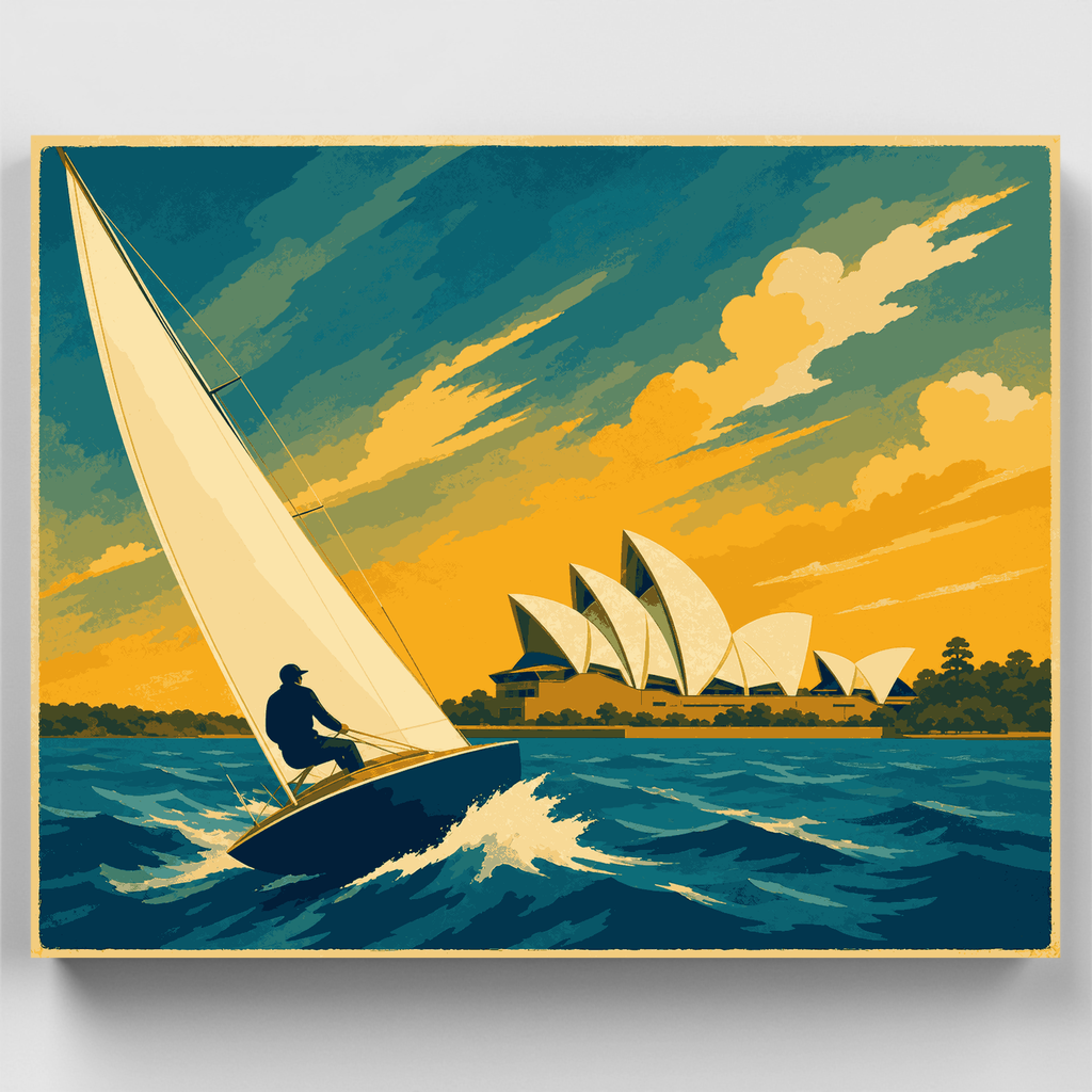 Velero junto a la Ópera - Kit de pintura por números — Estándar