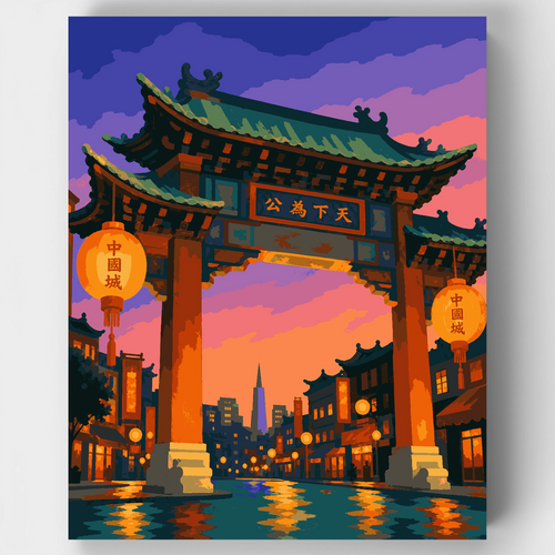 San Francisco Chinatown Gate - Paint by Numbers Kit