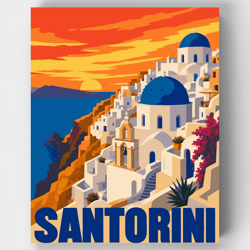 Santorini at Dusk - Paint by Numbers Kit