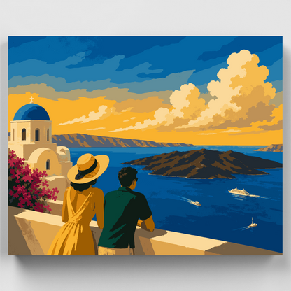 Santorini Caldera - Paint by Numbers Kit