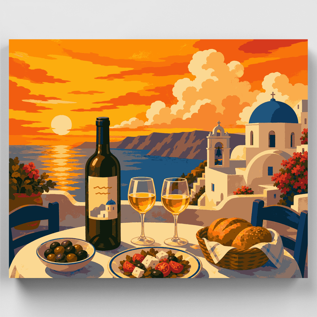 Vista de cena en Santorini - Kit de pintura por números — Estándar