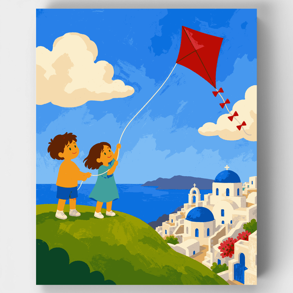 Santorini Kite Kids - Kit de pintura por números — Estándar