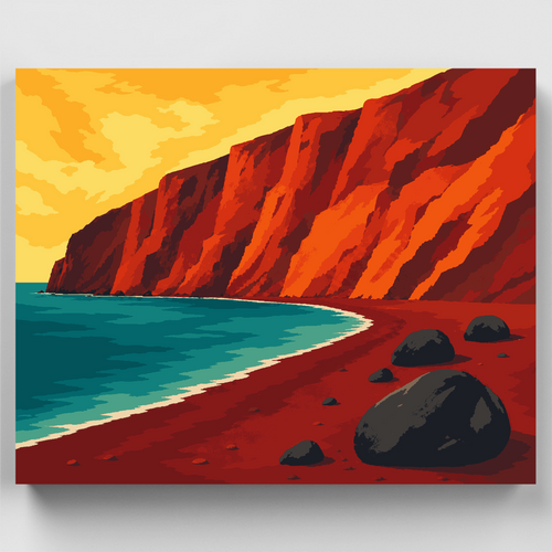 Santorini Red Beach - Paint by Numbers Kit