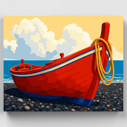 Santorini Red Boat - Paint by Numbers Kit
